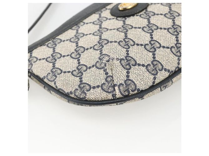 Gucci Borsa a Spalla GG Supreme PVC Navy Gold Auth YKZ1592 D'oro Blu navy - vista 15