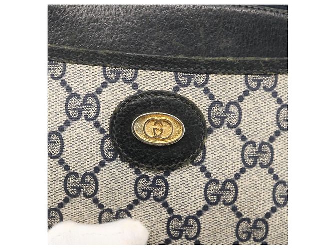 Gucci Borsa a Spalla GG Supreme PVC Navy Gold Auth YKZ1592 D'oro Blu navy - vista 18