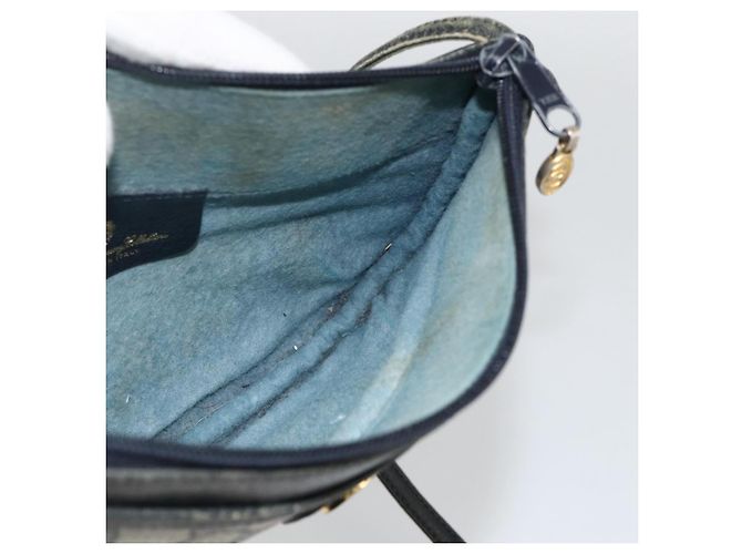 Gucci Borsa a Spalla GG Supreme PVC Navy Gold Auth YKZ1592 D'oro Blu navy - vista 20