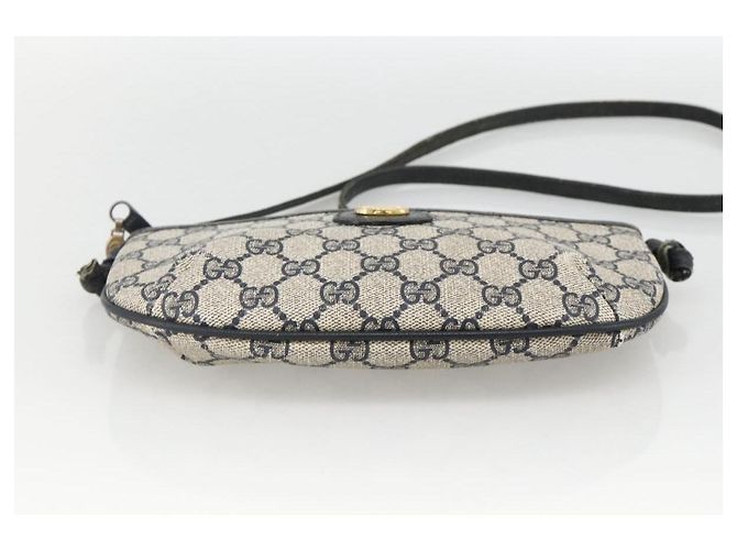 Gucci Borsa a Spalla GG Supreme PVC Navy Gold Auth YKZ1592 D'oro Blu navy - vista 5
