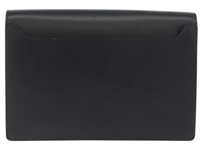 LOEWE Borsa Clutch Anagram in Pelle Nera Argento Auth BA11869 Nero - vista 2