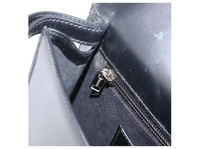 LOEWE Borsa Clutch Anagram in Pelle Nera Argento Auth BA11869 Nero - vista 20