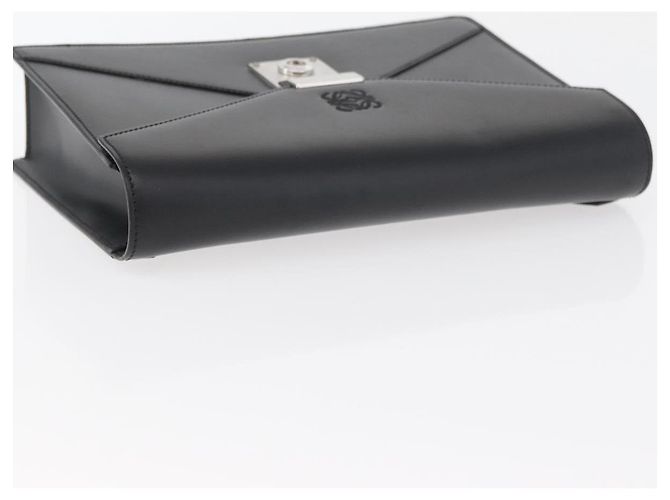 LOEWE Borsa Clutch Anagram in Pelle Nera Argento Auth BA11869 Nero - vista 5