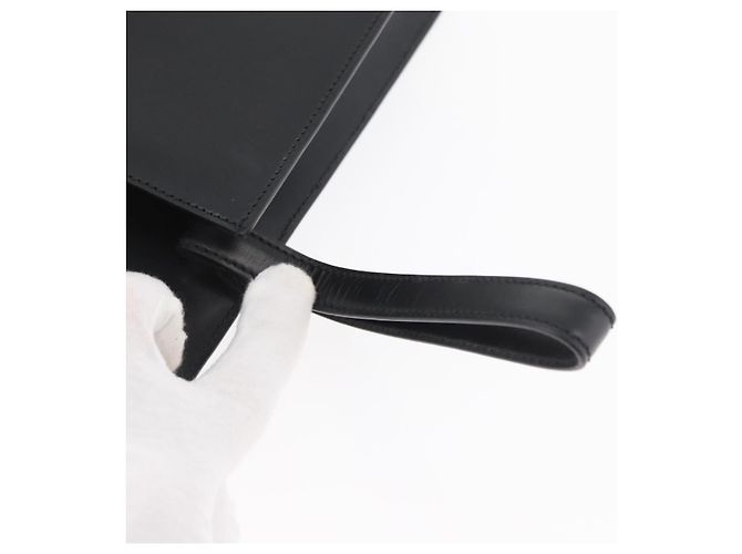 LOEWE Borsa Clutch Anagram in Pelle Nera Argento Auth BA11869 Nero - vista 8