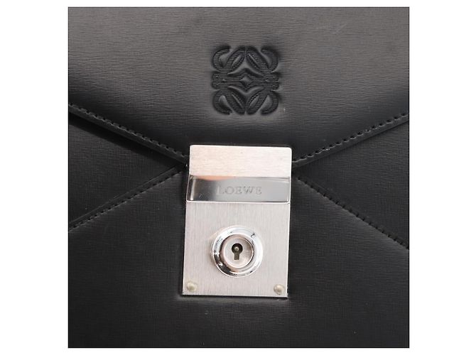 LOEWE Borsa Clutch Anagram in Pelle Nera Argento Auth BA11869 Nero - vista 9