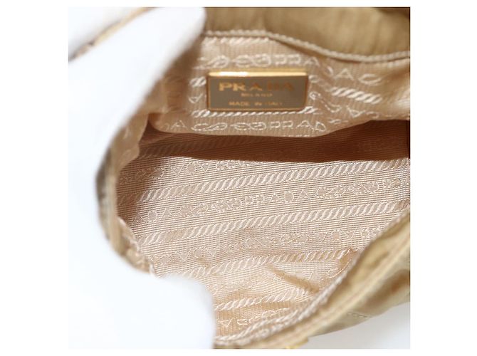 Borsa a Spalla con Catena Prada in Nylon Beige Oro Auth bs34265 D'oro - vista 11