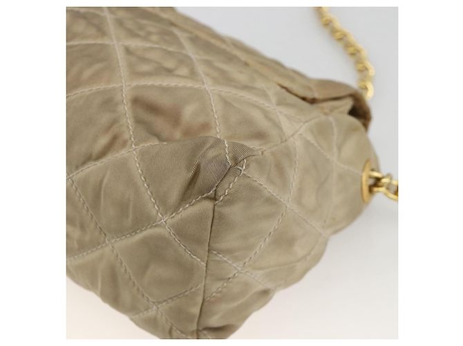 Borsa a Spalla con Catena Prada in Nylon Beige Oro Auth bs34265 D'oro - vista 16