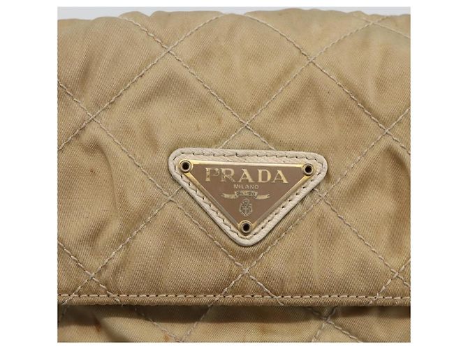 Borsa a Spalla con Catena Prada in Nylon Beige Oro Auth bs34265 D'oro - vista 17