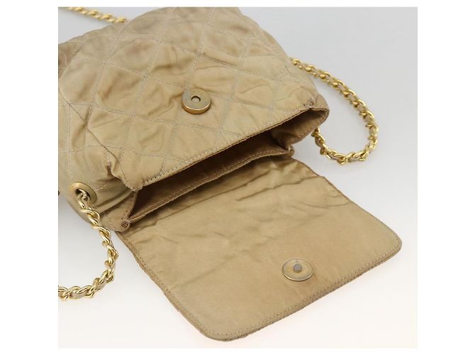 Borsa a Spalla con Catena Prada in Nylon Beige Oro Auth bs34265 D'oro - vista 18