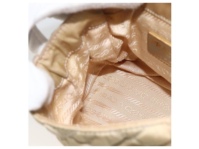 Borsa a Spalla con Catena Prada in Nylon Beige Oro Auth bs34265 D'oro - vista 21