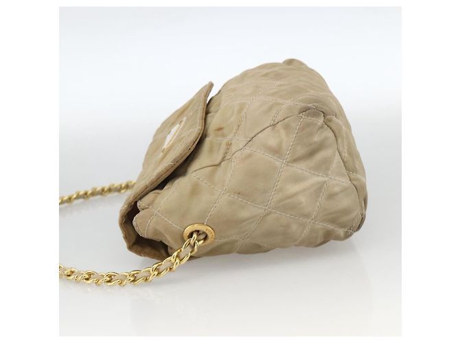 Borsa a Spalla con Catena Prada in Nylon Beige Oro Auth bs34265 D'oro - vista 3