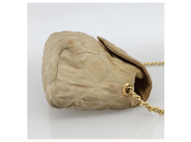 Borsa a Spalla con Catena Prada in Nylon Beige Oro Auth bs34265 D'oro - vista 4
