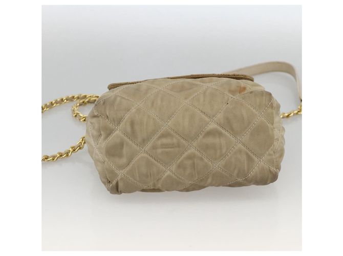 Borsa a Spalla con Catena Prada in Nylon Beige Oro Auth bs34265 D'oro - vista 5