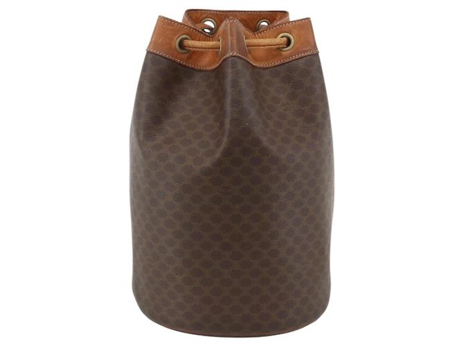 Céline Borsa a spalla in tela Macadam CELINE in pelle PVC marrone e oro Auth BAZ797 D'oro - vista 13