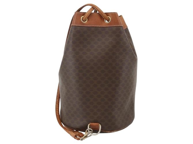 Céline Borsa a spalla in tela Macadam CELINE in pelle PVC marrone e oro Auth BAZ797 D'oro - vista 2