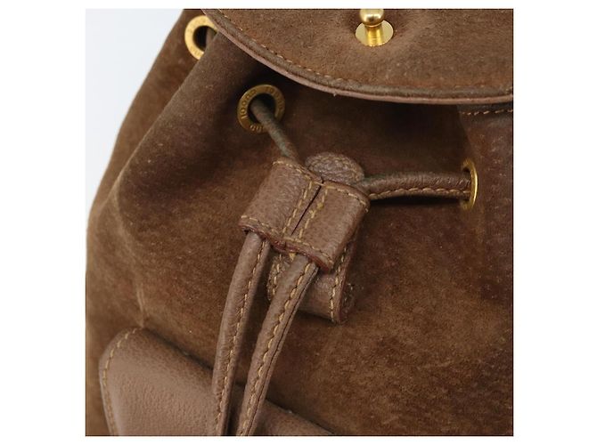 Bamboo Zaino in Bambù GUCCI Camoscio Marrone Oro 003 1705 0030 Auth AMZ377 D'oro - vista 22