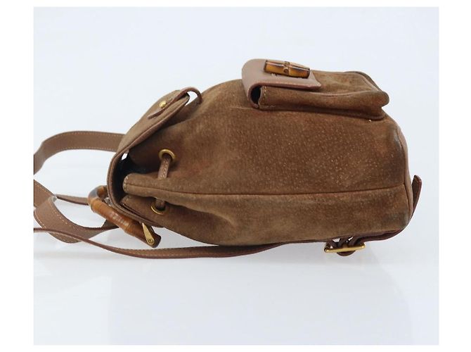 Bamboo Zaino in Bambù GUCCI Camoscio Marrone Oro 003 1705 0030 Auth AMZ377 D'oro - vista 4