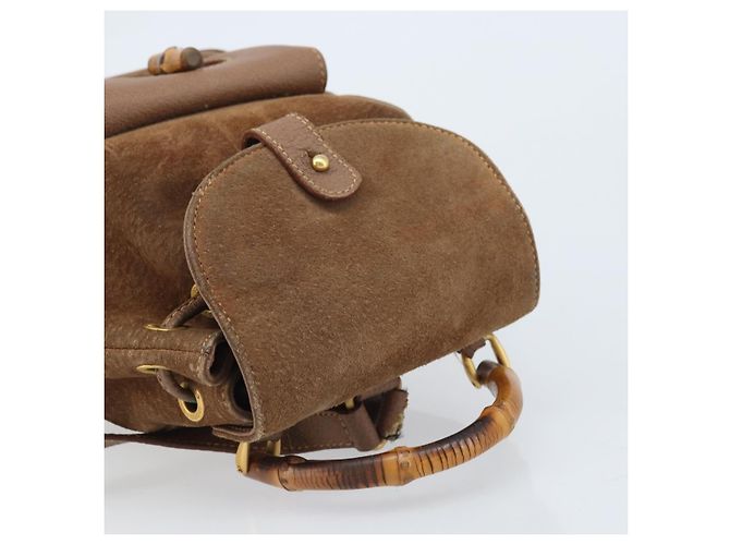 Bamboo Zaino in Bambù GUCCI Camoscio Marrone Oro 003 1705 0030 Auth AMZ377 D'oro - vista 6