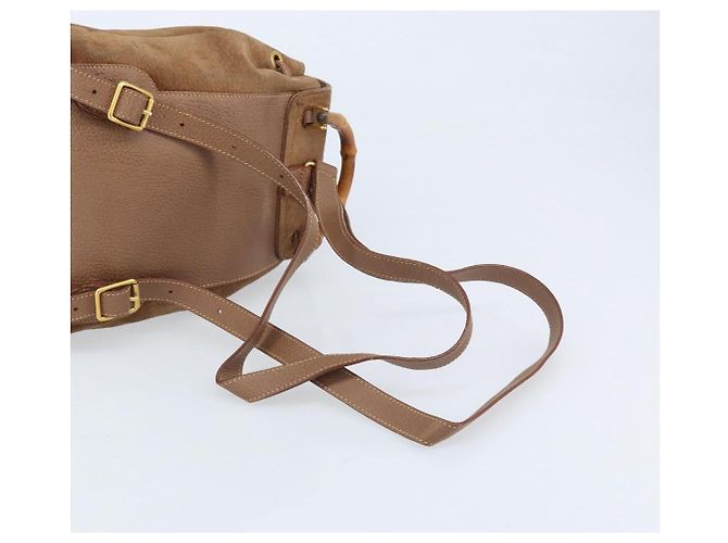 Bamboo Zaino in Bambù GUCCI Camoscio Marrone Oro 003 1705 0030 Auth AMZ377 D'oro - vista 9