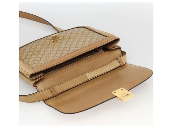 16 Céline Borsa a Spalla in Tela Macadam CELINE in Pelle PVC Beige Oro Auth BAZ705 D'oro - vista 10
