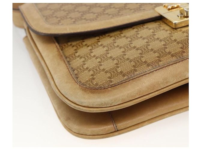 16 Céline Borsa a Spalla in Tela Macadam CELINE in Pelle PVC Beige Oro Auth BAZ705 D'oro - vista 14