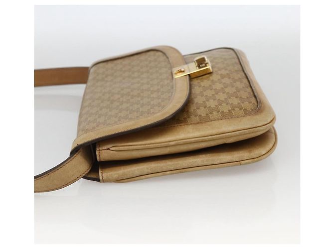 16 Céline Borsa a Spalla in Tela Macadam CELINE in Pelle PVC Beige Oro Auth BAZ705 D'oro - vista 3