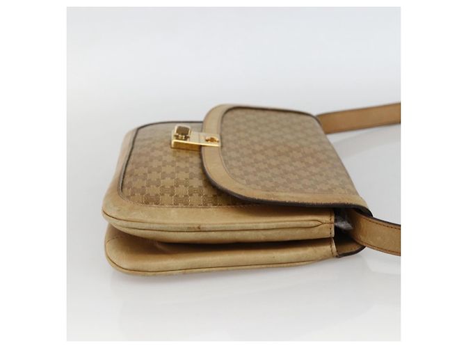 16 Céline Borsa a Spalla in Tela Macadam CELINE in Pelle PVC Beige Oro Auth BAZ705 D'oro - vista 4