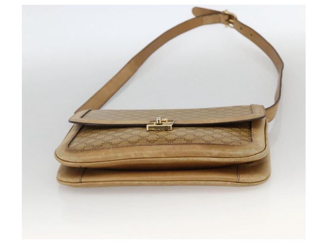 16 Céline Borsa a Spalla in Tela Macadam CELINE in Pelle PVC Beige Oro Auth BAZ705 D'oro - vista 5
