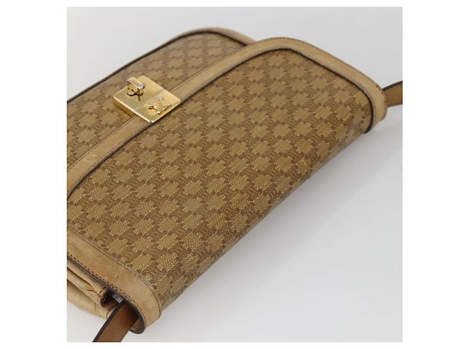 16 Céline Borsa a Spalla in Tela Macadam CELINE in Pelle PVC Beige Oro Auth BAZ705 D'oro - vista 6