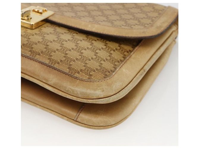 16 Céline Borsa a Spalla in Tela Macadam CELINE in Pelle PVC Beige Oro Auth BAZ705 D'oro - vista 9