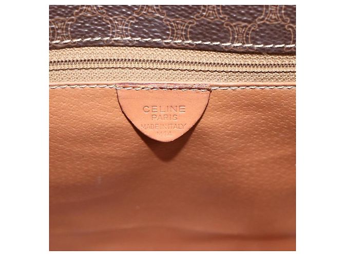 Céline Sac à épaule en toile Macadam CELINE en cuir PVC marron doré Auth ARZ857 - vue 12