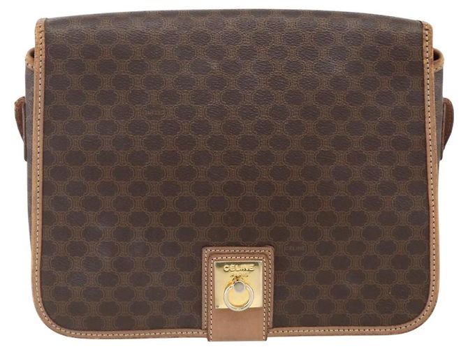 Céline Sac à épaule en toile Macadam CELINE en cuir PVC marron doré Auth ARZ857 - vue 13