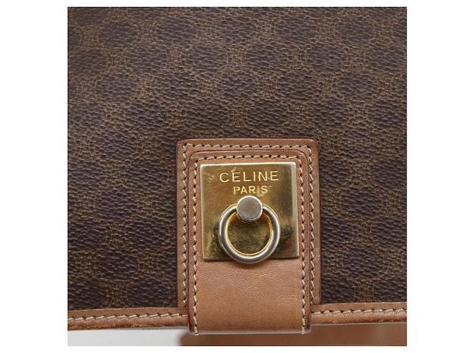 Céline Sac à épaule en toile Macadam CELINE en cuir PVC marron doré Auth ARZ857 - vue 17