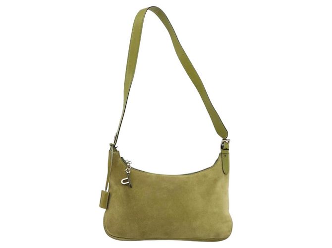 BALLY Schultertasche Wildleder Grün Silber Auth 174837 - Ansicht 13