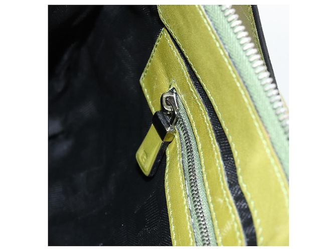 BALLY Schultertasche Wildleder Grün Silber Auth 174837 - Ansicht 21