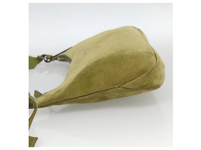 BALLY Schultertasche Wildleder Grün Silber Auth 174837 - Ansicht 3