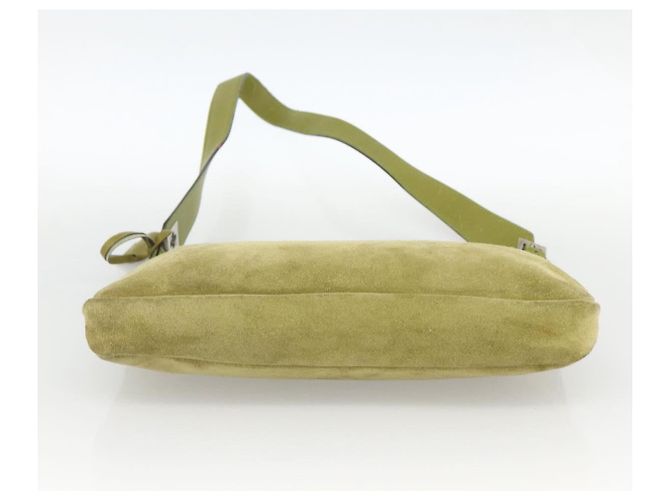BALLY Schultertasche Wildleder Grün Silber Auth 174837 - Ansicht 5