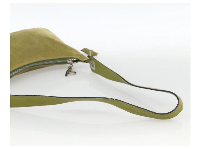 BALLY Schultertasche Wildleder Grün Silber Auth 174837 - Ansicht 7
