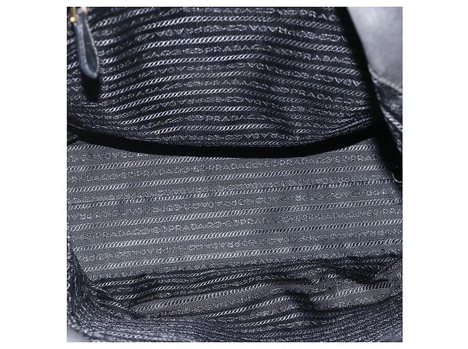 Borsa Tote Prada in nylon nero e oro Auth YKZ773 D'oro - vista 11