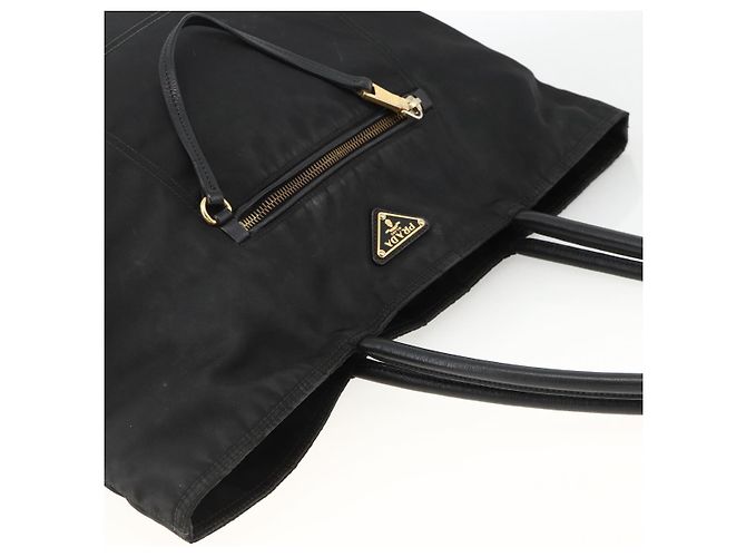 Borsa Tote Prada in nylon nero e oro Auth YKZ773 D'oro - vista 6