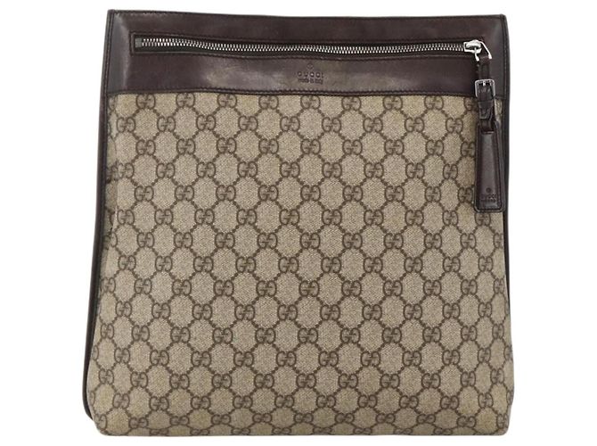 Gucci Borsa a Spalla GG Supreme PVC Beige Argento 92560 Auth ka3837 - vista 13