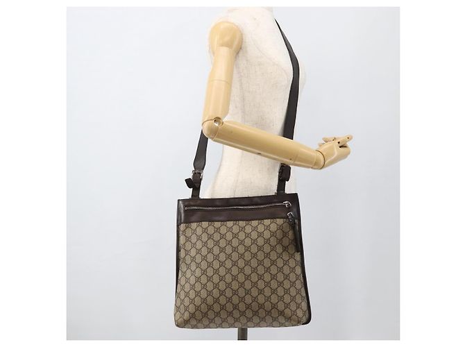 Gucci Borsa a Spalla GG Supreme PVC Beige Argento 92560 Auth ka3837 - vista 23