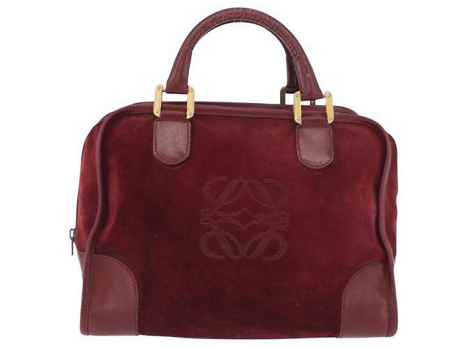 LOEWE Borsa a Mano Anagram in Pelle Scamosciata Bordeaux Oro Auth bs34369 D'oro Bordò - vista 13