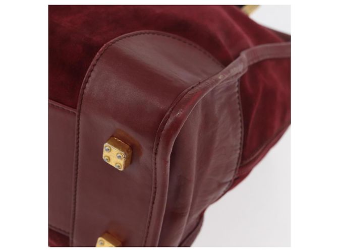 LOEWE Borsa a Mano Anagram in Pelle Scamosciata Bordeaux Oro Auth bs34369 D'oro Bordò - vista 14
