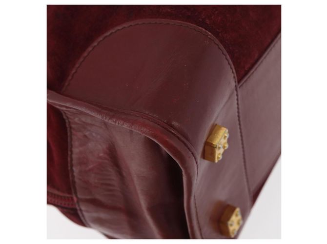 LOEWE Borsa a Mano Anagram in Pelle Scamosciata Bordeaux Oro Auth bs34369 D'oro Bordò - vista 15
