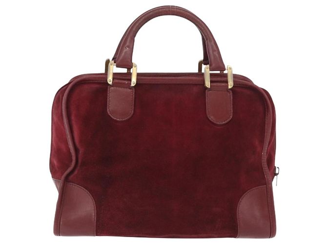 LOEWE Borsa a Mano Anagram in Pelle Scamosciata Bordeaux Oro Auth bs34369 D'oro Bordò - vista 2
