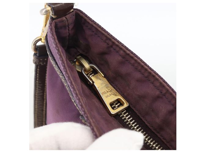 Borsa a Spalla PRADA in Nylon Viola Oro Auth fm5271 D'oro Porpora - vista 10