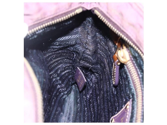 Borsa a Spalla PRADA in Nylon Viola Oro Auth fm5271 D'oro Porpora - vista 19