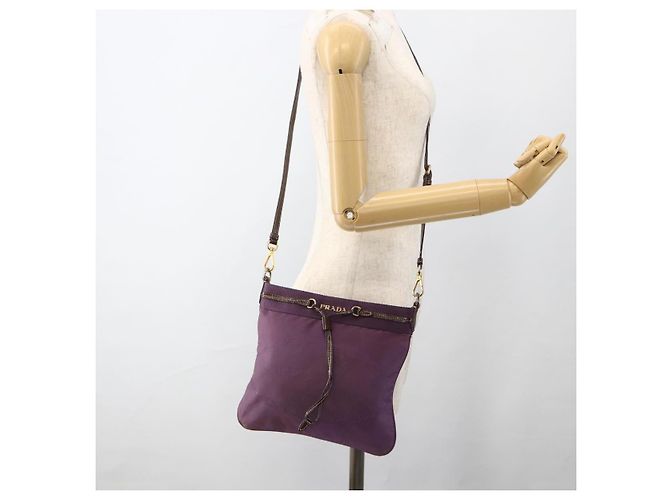 Borsa a Spalla PRADA in Nylon Viola Oro Auth fm5271 D'oro Porpora - vista 22