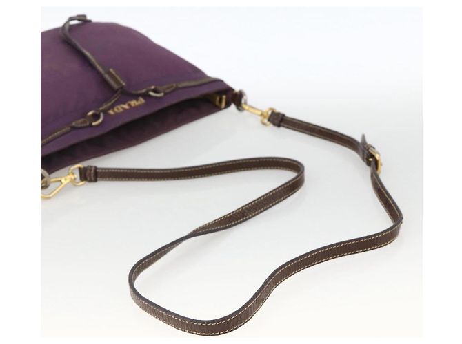 Borsa a Spalla PRADA in Nylon Viola Oro Auth fm5271 D'oro Porpora - vista 7